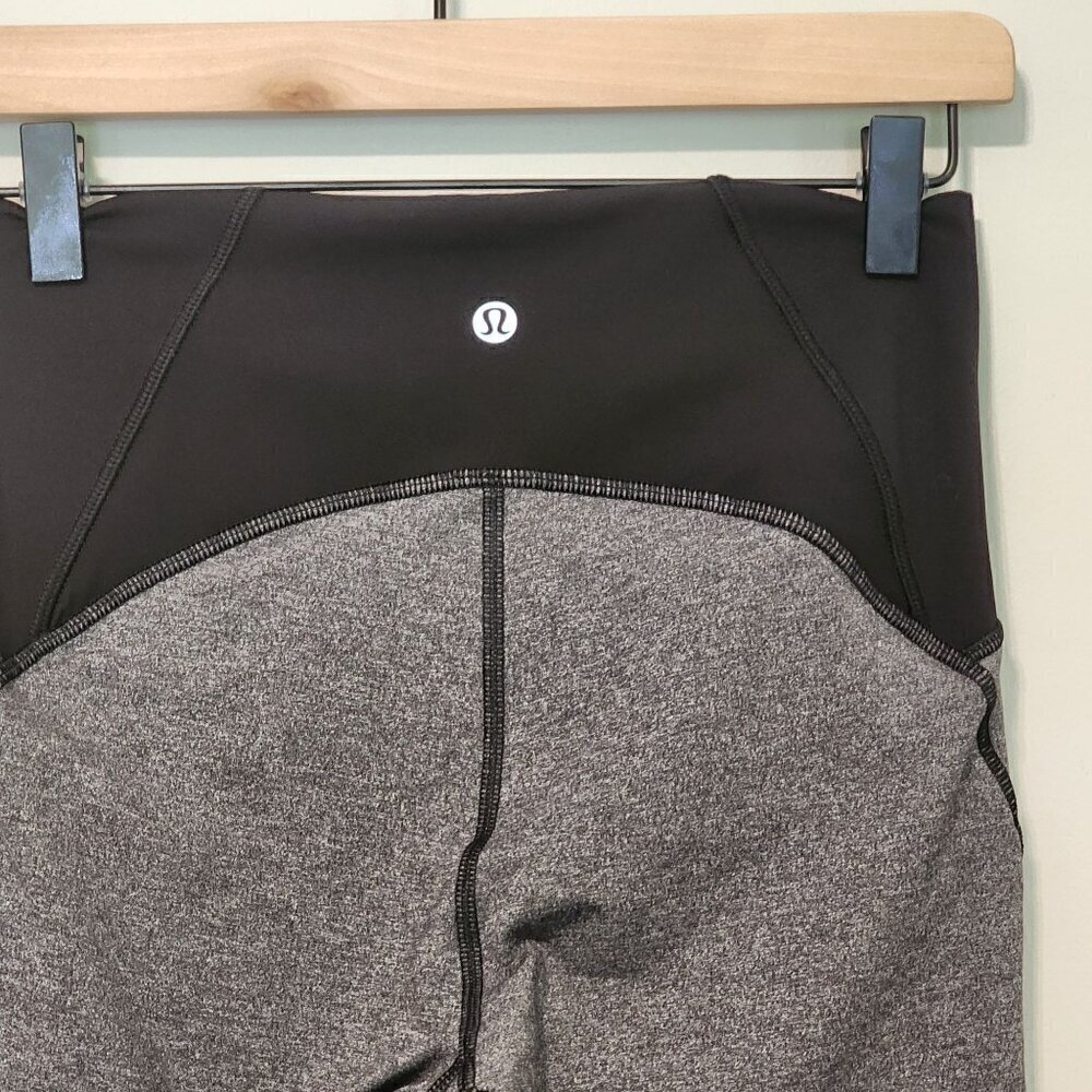 Lululemon size 6 women gray cropped leggings black sheer details - Picture 7 of 13